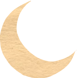 A white crescent moon