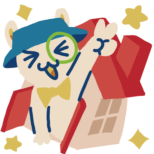 Bunnyguy peeking out from a house