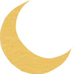 A white crescent moon