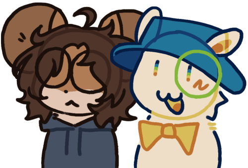 Mouse and Bunnyguy peeking out together