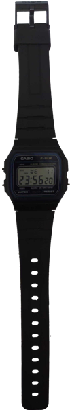 A black Casio F-91W